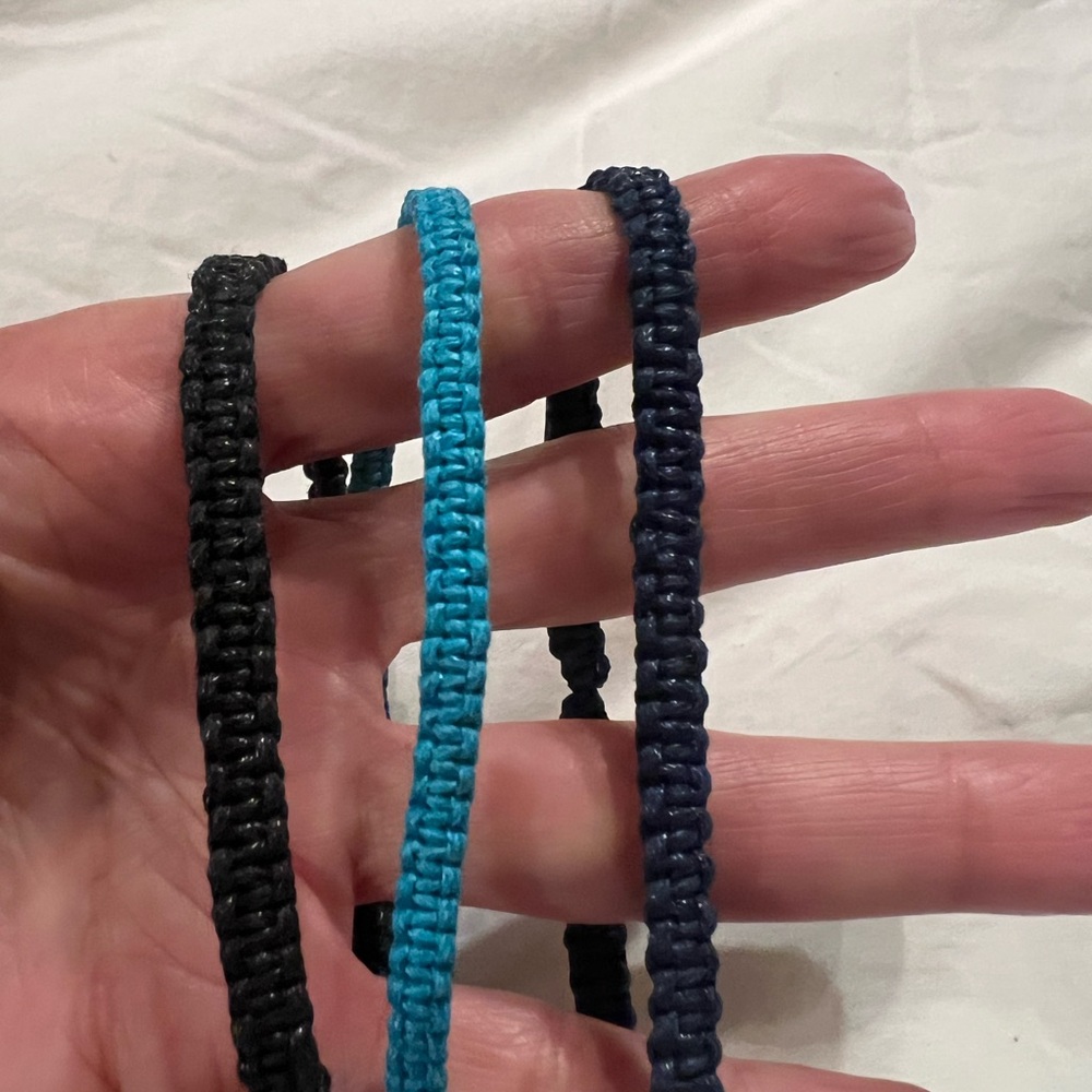 Set of Three Braided Bracelets - Black, Blue, and Navy